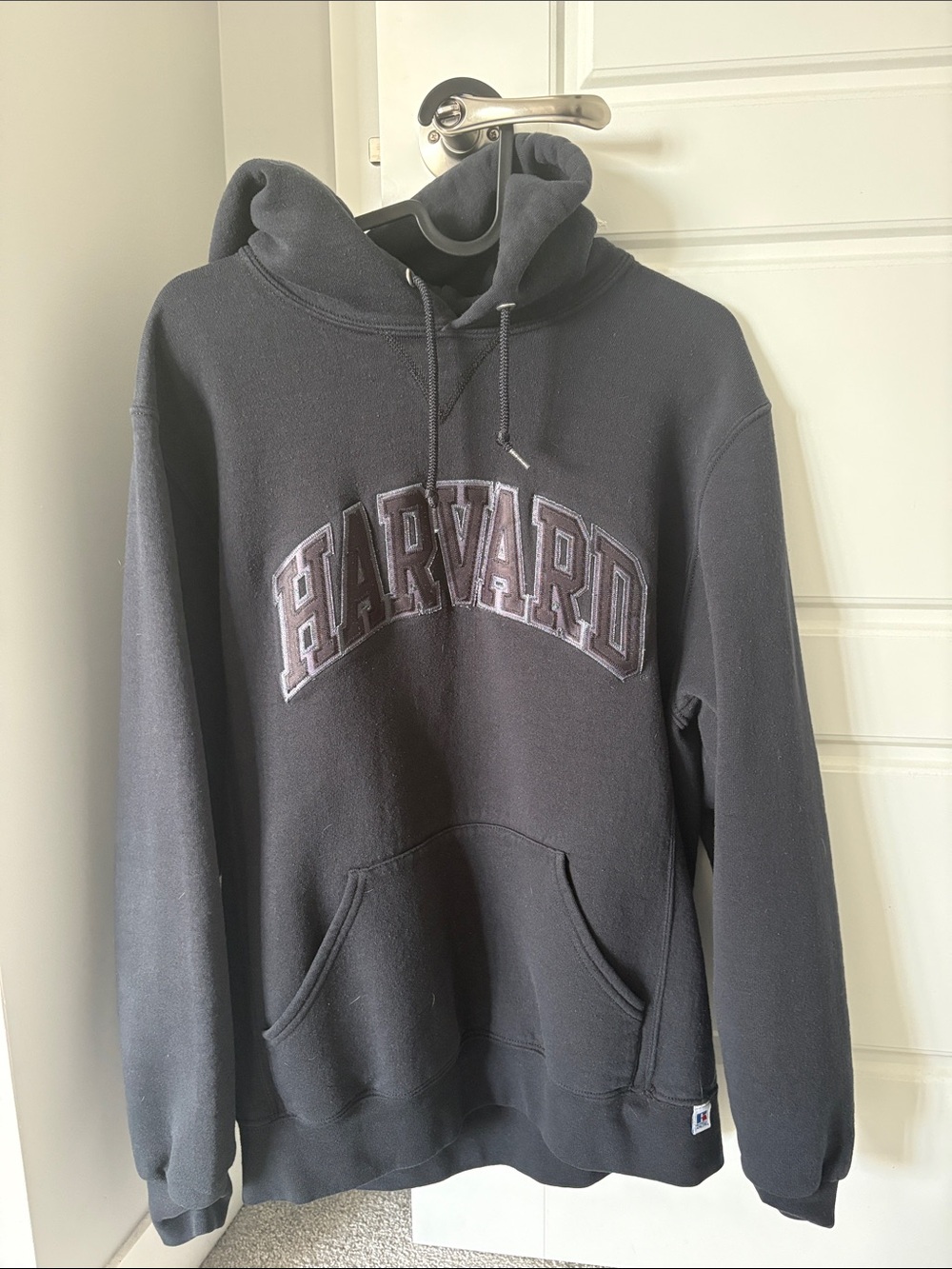 Embroidered Black Hoodie - Classic Harvard Collegiate Sweater